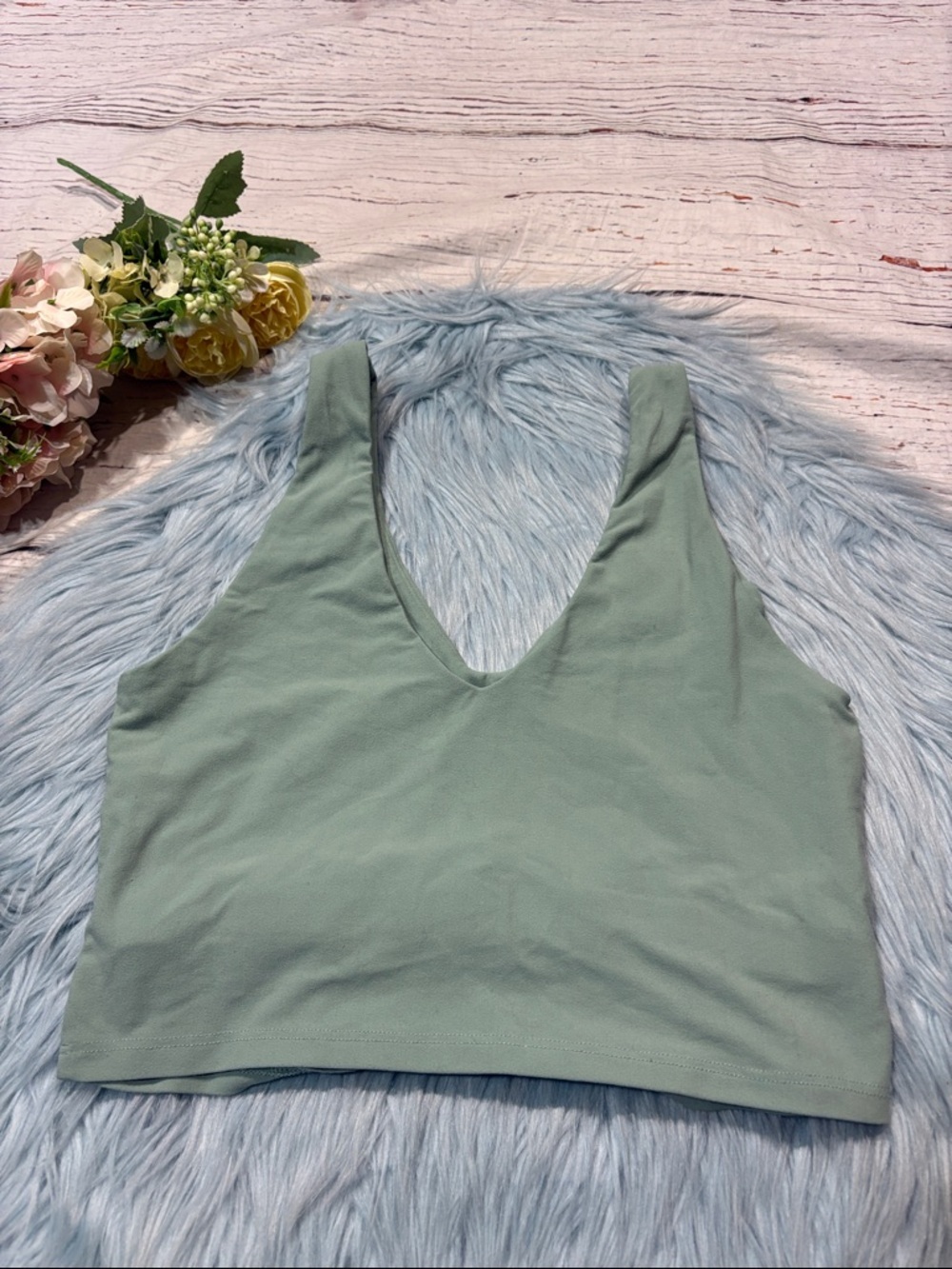Carbon38 V-Neck Longline Bra in Melt - Granite Green - Picture 6 of 8